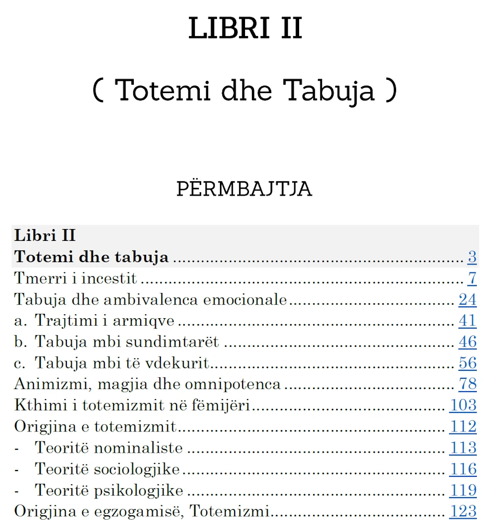sStudime mbi Histerine - Përmbajtja